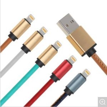 Mobiltelefon-bedeckte bewegliches Ladegerät-Kabel, PU USB-3,0 schnelles Gebührendaten-Kabel für IPhone