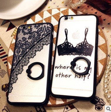 Persönlichkeits-schwarze Spitze-Handy-Abdeckungs-Kästen gemalt mit Stand-Halter-iPhone 6