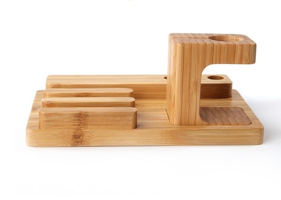 Natürliches Bambus-Apple passen Stand-u. Handy-Stand u. Tablet-Stand-u. Stift-Halter auf u. laden Dock-Halter für Apple auf