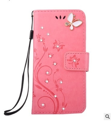 IPHONE6S PU-Lederschmetterlingsblumen-Diamanttelefonkasten für iPhone 8